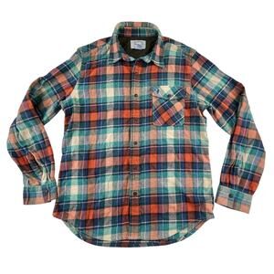 DYLAN | Vintage 90s Button Up Flannel Red Yellow Blue Green Plaid Winter Shirt